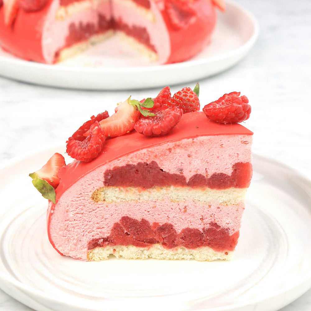 
            
                Load image into Gallery viewer, Strawberry &amp;amp; Raspberry Mousse Cake Recipe | How To Cuisine 
            
        