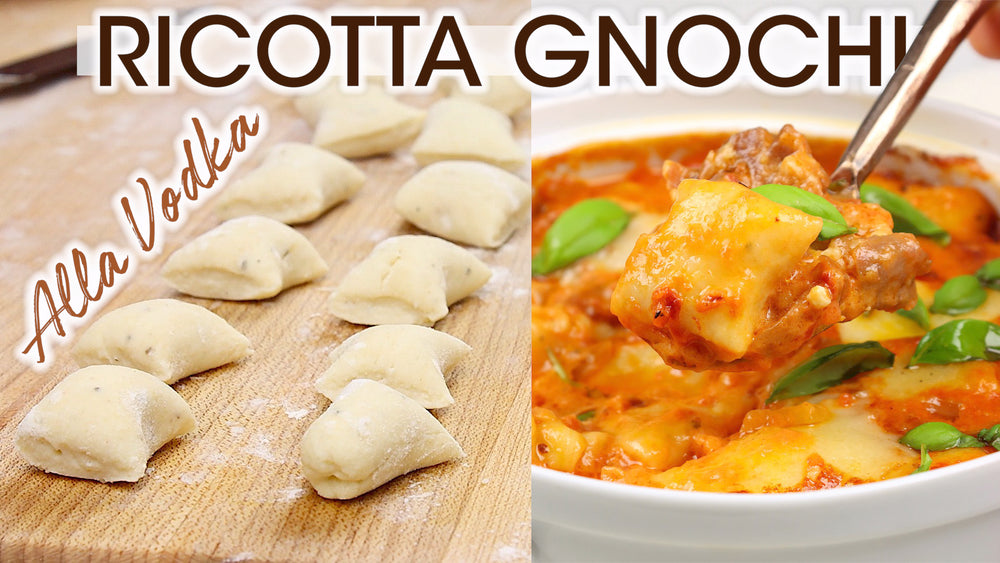 
            
                Load and play video in Gallery viewer, Homemade Ricotta Gnocchi Alla Vodka Recipe Youtube Thumbnail | How To Cuisine
            
        