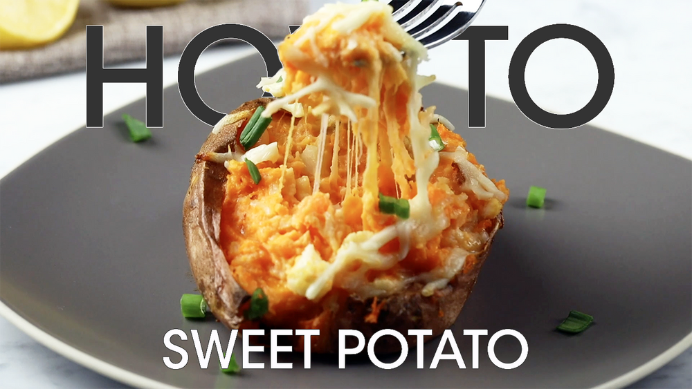 
            
                Load and play video in Gallery viewer, Tasty Baked Sweet Potatoes Recipe Youtube Thumbnail | How To Cuisine
            
        