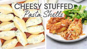 
            
                Load and play video in Gallery viewer, Extra Cheesy Stuffed Pasta Shells Recipe Youtube Thumbnail | How To Cuisine
            
        