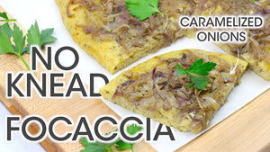 
            
                Load and play video in Gallery viewer, No Knead Focaccia With Caramelized Onions Recipe Youtube Thumbnail | How To Cuisine
            
        