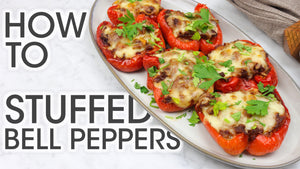 
            
                Load and play video in Gallery viewer, Stuffed Red Bell Peppers Recipe Youtube Thumbnail | How To Cuisine
            
        