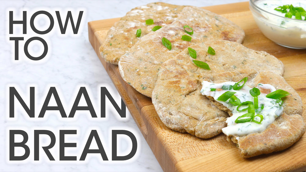 
            
                Load and play video in Gallery viewer, 100% Whole Wheat Garlic Naan Bread: Flatbread Recipe Youtube Thumbnail | How To Cuisine
            
        