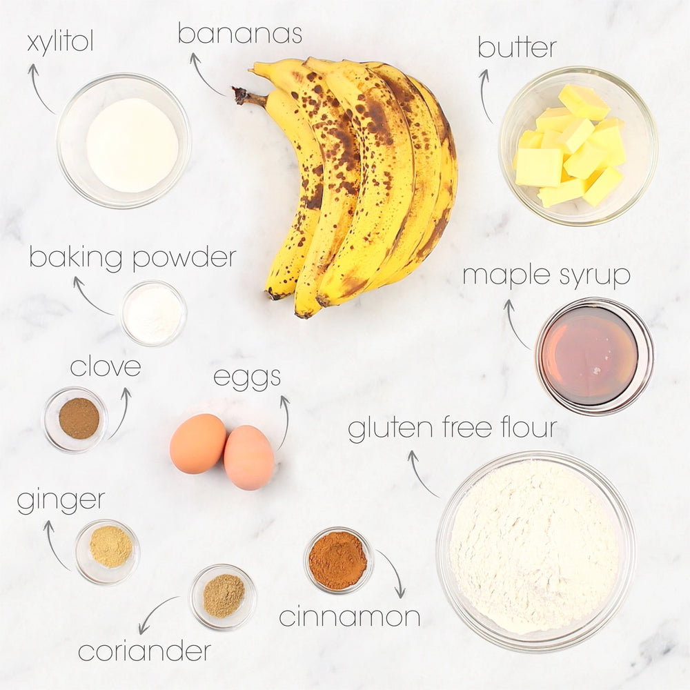 
            
                Load image into Gallery viewer, Gluten Free Banana Bread Ingredients | How To Cuisine
            
        