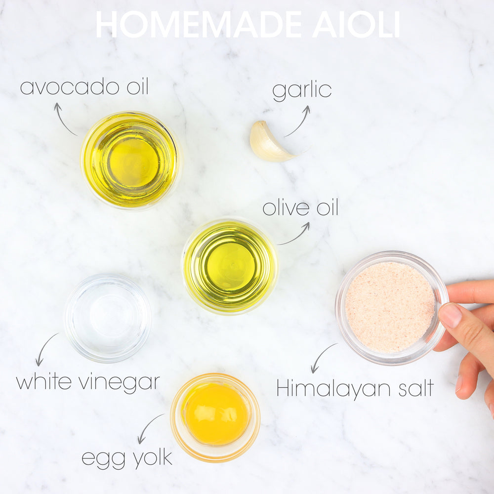 
            
                Load image into Gallery viewer, Homemade Aioli (Mustard-Free) Ingredients | How To Cuisine
            
        