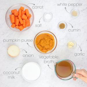 
            
                Load image into Gallery viewer, Pumpkin Carrot Cumin Soup Ingredients | How To Cuisine
            
        