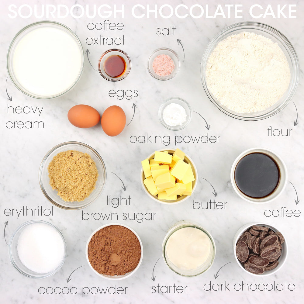 
            
                Load image into Gallery viewer, Sourdough Chocolate Cake Ingredients | How To Cuisine
            
        